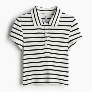 H&M Black and White Striped Crop Top